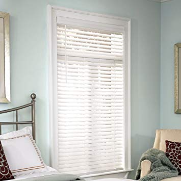 Lumino Faux Wood 2" Cordless Room Darkening Blinds White - 34" W x 60" H (Over 250 Add'l Custom Sizes) - Starting at $14.99