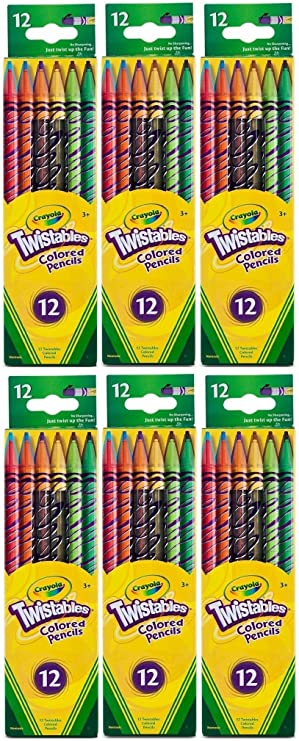 Crayola Twistables Colored Pencils, No Sharpening Needed, 12 Count (Pack of 6) Total 72 Pencils