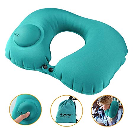 KimfiyTravel Pillow, Portable Inflatable Neck Pillow, Lightweight Comfort Sleeping and Relaxing U Shape Self Inflatable Neck Pillow for Airplanes Car Train Outdoor Camping