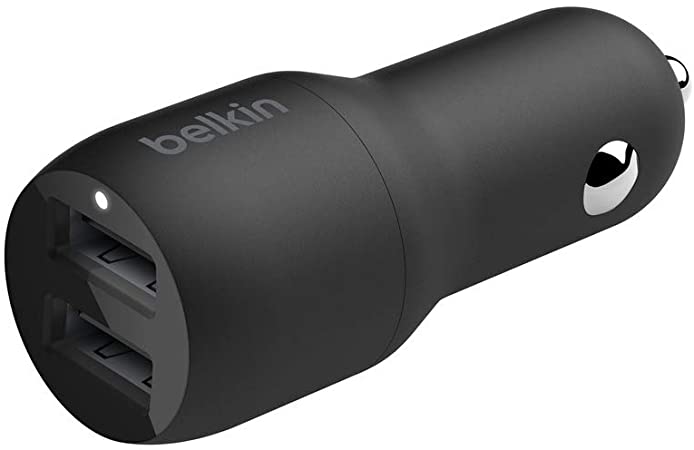 Belkin Dual USB Car Charger 24W (Boost Charge Dual Port Car Charger, 2-Port USB Car Charger) iPhone 12, 12 Pro, 12 Pro Max, 12 mini and Earlier Models Car Charger, Android Car Charger