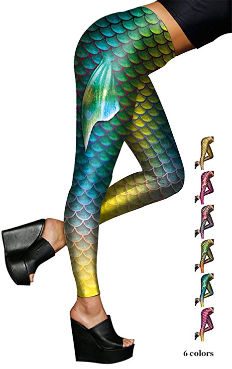 Alaroo Mermaid Leggings with Fish Scale & Fin Printing