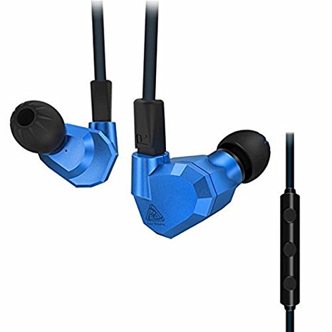 kz earphones Yinyoo KZ ZS5 In ear Headphones Earbuds High Fidelity Amazing Bass Earbuds with Remote and Mic High Resolution Full Mids with Microphone comfortable IEM earphones ( Blue with microphone )
