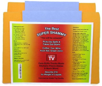 The Best Super Shammy Chamois 4 Pack - 2 Orange 20 X 27" & 2 Blue Kitchen 15 X 16" - Commercial Grade Rayon, Absorbent Cleaning Cloth, German Shammy Towel