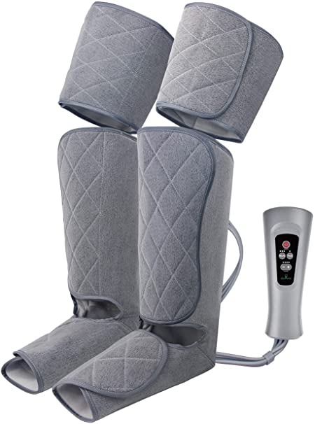 Oliver James Leg Massager for Circulation and Relaxation with Heat - Foot, Calf & Thigh Massage Air Compression with Handheld Controller - 5 Modes and 4 Intensities - Relax and Relieve Muscle Pain