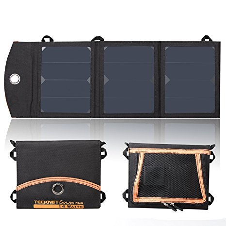 TeckNet Ultra-Compact 14W Dual-Port Solar Charger with BLUETEK™ Smart Charging Technology