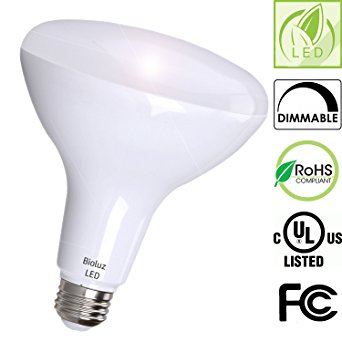 BR40 LED Bulb by Bioluz LED 3000K (Soft White) Dimmable Floodlight, 110° Beam Angle, Medium Base (E26), Dimmable, UL-Listed