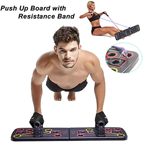 BeautyGL 13 in 1 Push Up Board with Resistance Band, Multi-Function Portable Bracket Board Push Up Training System, for Men, Women Home Fitness Training