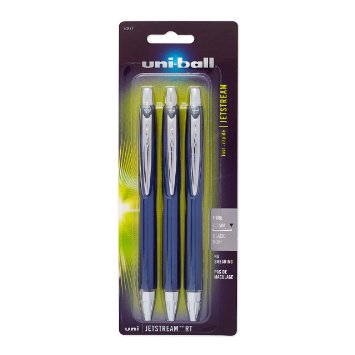 uni-ball Jetstream RT Fine Point Retractable Roller Ball Pens 3 Black Ink Pens 70877