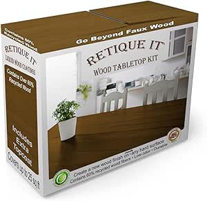 Wood Finish Tabletop Kit – GO Beyond Faux Wood with Paintable Liquid Wood Based Primer and Gel Stain - Graining Tools Included (Tabletop Kit, Dark Pecan)