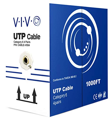 VIVO Grey 1,000 ft bulk Cat6 (CCA) Ethernet Cable (CCA) | Wire UTP Pull Box 1,000ft Cat-6 (CABLE-V004)
