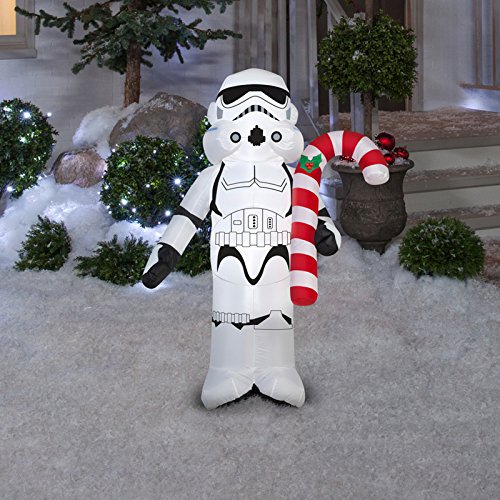 Gemmy Industries Star Wars Stormtrooper Holding Can Christmas Inflatable White/Black Fabric 42