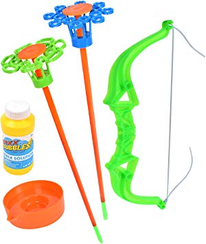 Sunny Days Entertainment Maxx Bubbles Super Bubble Toy Bow & Arrow with Bonus Solution Fires Streams of Bubbles Through The Air with Every Shot