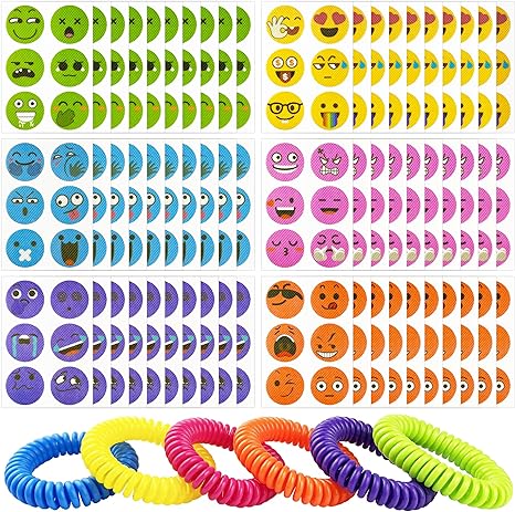 360 Pcs Mosquito Repellent Stickers, Funny Mosquito Patches for Kids Babies Adults with 6 Pack Individually Wrapped Mosquito Repellent Bracelets, DEET Free Mosquito Bands for Indoor Outdoor