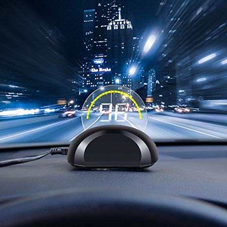 DRIVIM Car HUD Head Up Display [OBD2], Multifunctional Car Speed Display Projector with/Engine RPM/Voltage/Safety Water Temperature Monitor, Vehicle Over Speed/Fault Alarm for Gasoline Car (Black)