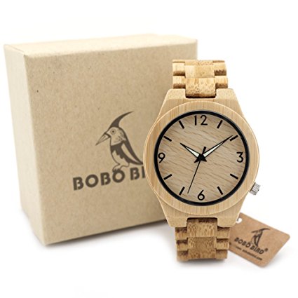 BOBO BIRD D27 Men's Bamboo Wooden Watch With Full Bamboo Wrist Band Japanese Quartz Movement Casual Watches