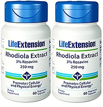 Life Extension Rhodiola Extract 250 Mg, 60 vegetarian capsules (2 Pack)