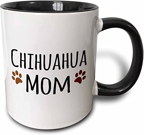 3dRose Chihuahua Dog Mom Mug, 11 oz, Black