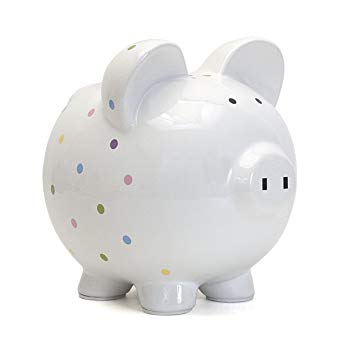 Child to Cherish Ceramic Polka Dot Piggy Bank (Confetti)