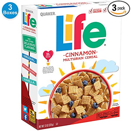 Quaker Life Cinnamon Cereal, 13 oz Boxes, 3 Count