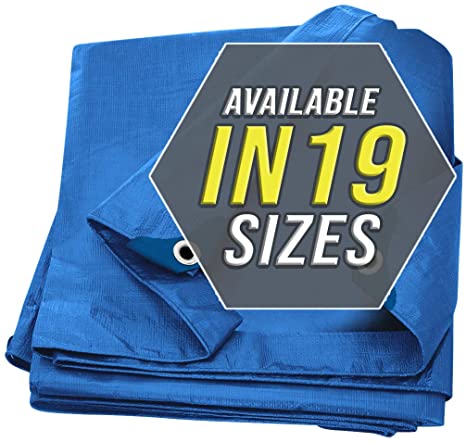 Tarp Cover Blue Waterproof 9x12 2-Pack Great for Tarpaulin Canopy Tent, Boat, RV Or Pool Cover!!! (Standard Poly Tarp 9'X12')