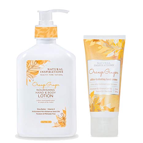 Natural Inspirations Hand & Body Lotion and Hand Creme Gift Set - Orange Ginger