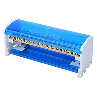 215 Box Junction Power Distribution Terminal Block, Din Rail 2-Levels Single Phase Terminal Blocks with Transparent Cover