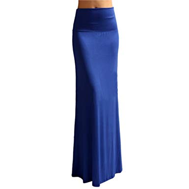 Azules Women'S Rayon Span Regular to Plus Size Maxi Skirt - Solid