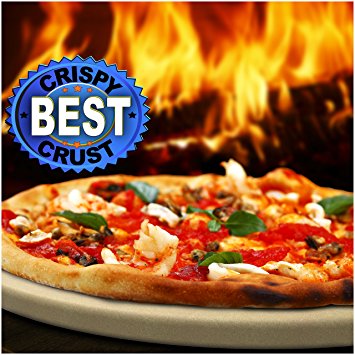 Pizza Stone 14" Round x 5/8" Thick for Best Crispy Crust. Durable, Certified Safe. Good in Ovens & Grills