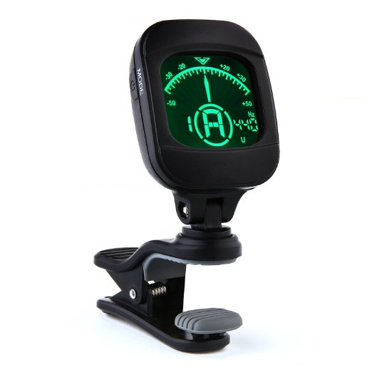 Tuner Guitar Tuner Clip On Tuner for Guitar BassViolin Ukulele and Chromatic Tuner Modes 360 Large Full Color Display Electronic Digital Tuner Black Battery Included