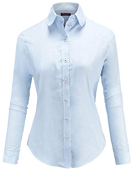 Dioufond Oxford Shirts for Women Office Workwear