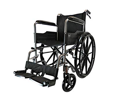 D PRO T MAG Wheels Luxury Folding Self Propelled Wheelchair Attendant Running Brakes Removable Footrests Puncture Proof With Armrest And Portable (Grey)