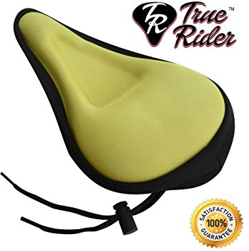 True Rider - 10" X 6.5" Soft Thick G-Tec Saddle Seat Cover Cushion Pad for Exercise Bike or Cycling Bicycle - Yellow