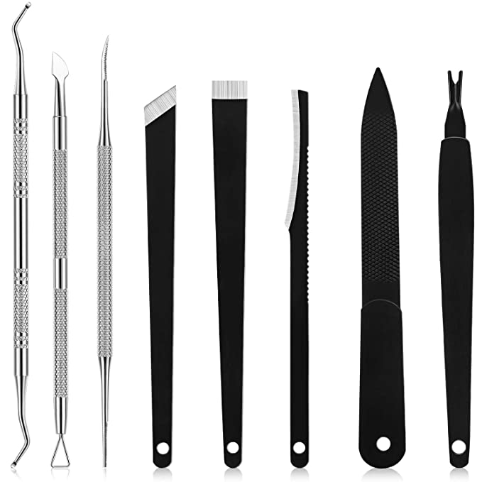 8 Pieces Toenail Knife Set Stainless Steel Nail Knifes and Cuticle Pusher Remover Ingrown Nail Files Portable Foot Grooming Kit Manicure Tools