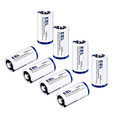 EBL CR123A Lithium 3V Photo Batteries with Battery Storage Box, 8-Pack 1600mAh CR123A Batteries for Arlo Cameras, Polaroid, Microphones, Flashlight [CAN NOT BE RECHARGED]