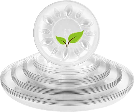 MICGEEK Plant Saucer, 20 Pack (6/8/10/12inches) Plant Trays for Indoors Clear Plastic Flower Pot Drip Tray Thickening Plant Saucers for Plants, Flowers