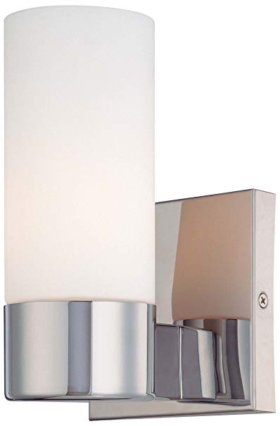 Minka Lavery Wall Sconce Lighting 6211-77, Wall Sconces Reversible Glass Damp Bath Vanity Fixture, 1 Light, 60 Watts, Chrome