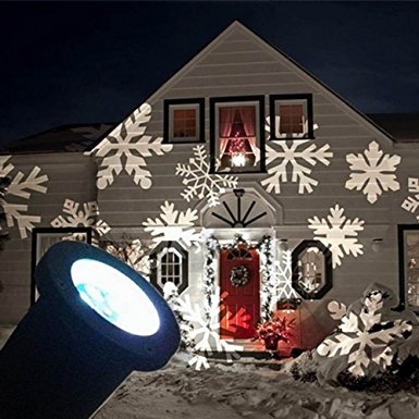 [LED Snowflakes Projector],JUSTUP Indoor Outdoor Automatically LED Moving White Snowflakes Spotlight Lamp, Wall and Tree Christmas Holiday Garden Landscape Decoration Projector Light