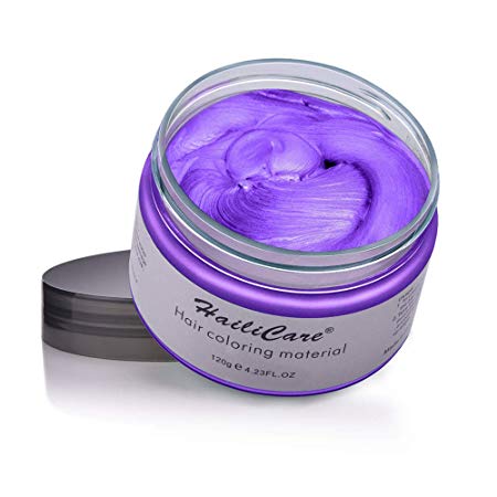 Temporary Hair Color Wax, HailiCare Disposable Hair Dye, Hairstyle Coloring Cream for Party, Cosplay, Halloween, Masquerade, Nightclub, Hair Color Wax Mud Hair Dye Cream for Women Men, 4.23oz Purple