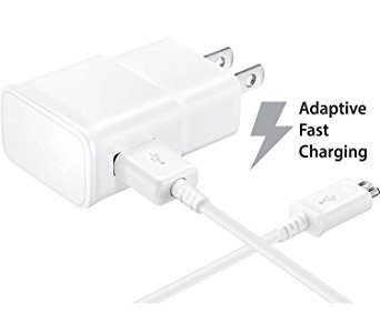 Galaxy S7 S7 Edge S6 S6 Edge LG G2 G3 G4 for Samsung Adaptive Fast Charger Micro USB Cable Kit {Wall Charger + Cable} Fast Charging for up to 50% faster charging (WHITE)