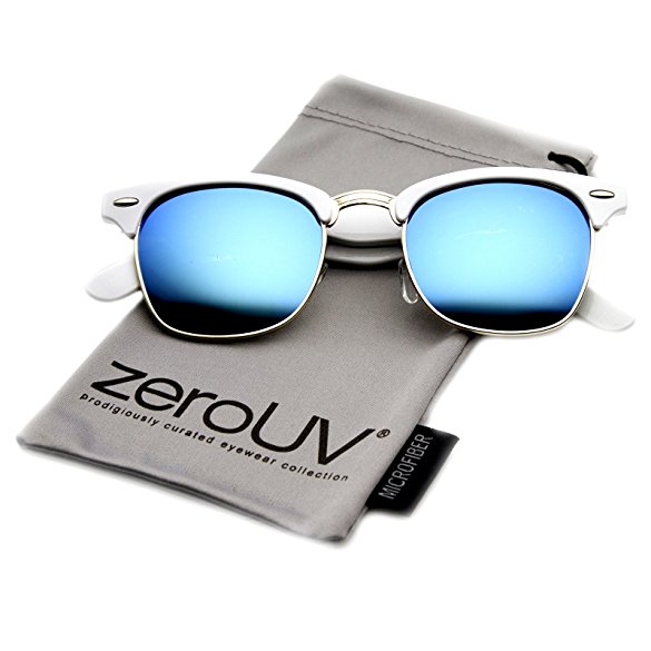 zeroUV Designer Inspired Classic Half Frame Horned Rim Wayfer Sunglasses