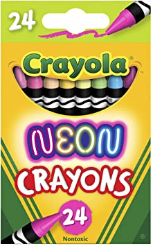 Crayola Neon Crayons, Back To School Supplies, 24Count, Multi (523410)