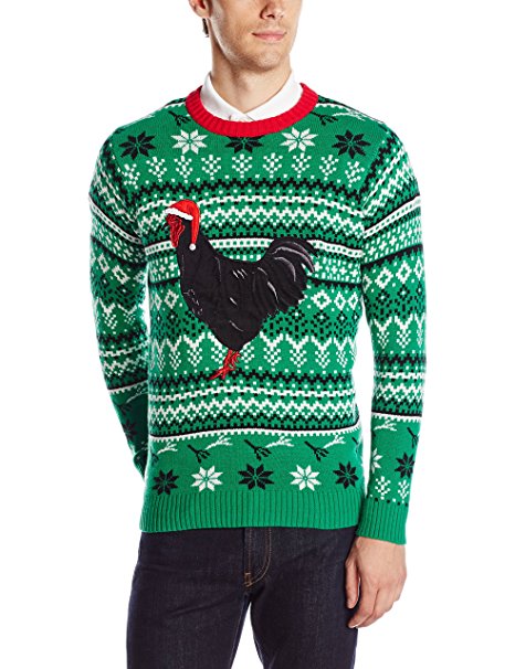 Blizzard Bay Men's Black Rooster Ugly Christmas Sweater