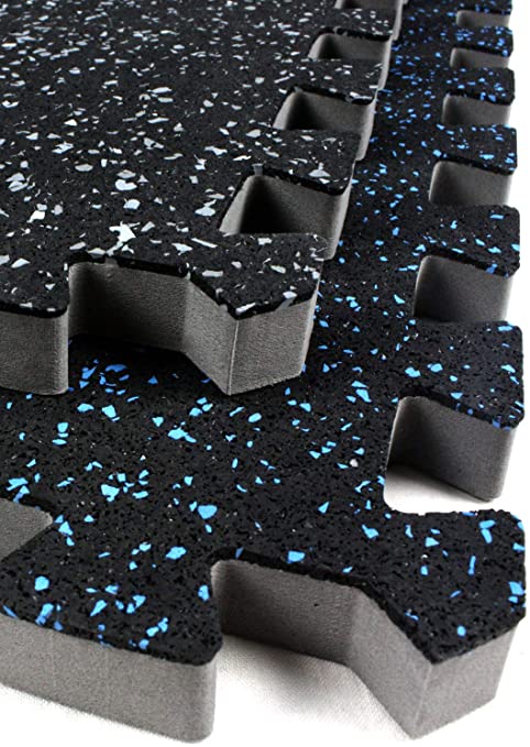IncStores 3/4" Soft Rubber Interlocking Gym Flooring Tiles - Perfect Mats for Home Gyms, Insanity, P90X, Cardio and More