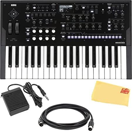 Korg Wavestate Wavesequencing Digitial Synthesizer Bundle with Sustain Pedal, MIDI Cable, and Austin Bazaar Polishing Cloth