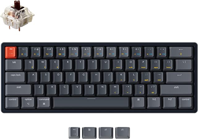 Keychron K12 60% Layout Bluetooth Wireless/USB Wired Mechanical Keyboard with Gateron G Pro Brown Switch/RGB Backlit/N-Key Rollover/Aluminum Frame, Compact 61-Key Computer Keyboard for Mac Windows