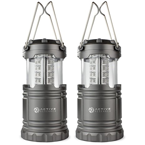 Active Research LED Lantern - Best Ultra Bright Portable Flashlight - Water Resistant Lantern For Camping, Outdoors, Hunting, Emergencies, Hurricanes, Outages - 30 LED Battery Powered - 2-Pack