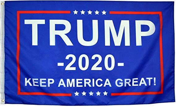 Eugenys Donald Trump 2020 Keep America Great Flag (3x5 Feet) - Free 10 Car Truck Bumper Stickers Included - Bright Colors and UV Resistant Polyester - Trump Flag with Durable Brass Grommets