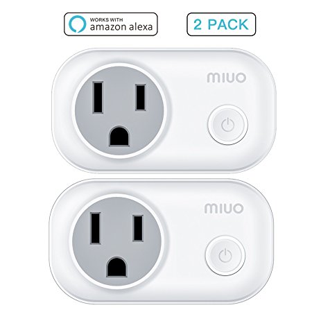 MIUO 2 Pack Smart Plug Socket Energy Monitoring Works with Amazon Alexa and Google Assistant Timer Function Mini Smart WIFI Plug Outlet