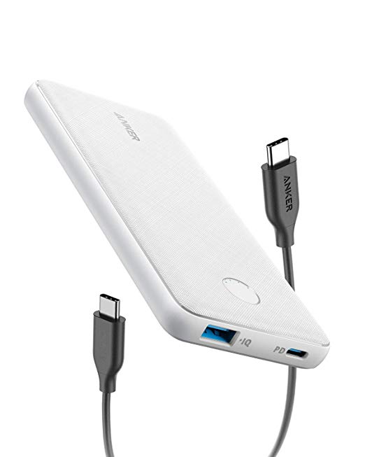 Anker PowerCore Slim 10000 PD Arctic White, 10000mAh Portable Charger USB-C Power Delivery (18W) Power Bank for iPhone 8/8 /X/XS/XR/XS Max, Samsung Galaxy S10, Pixel 3/3XL, iPad Pro 2018, and More