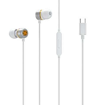 Portronics Conch 20 in-Ear Wired Earphone with Type-C Jack, Powerful Audio, Built-in Microphone, Tangle Resistant Cable(White)